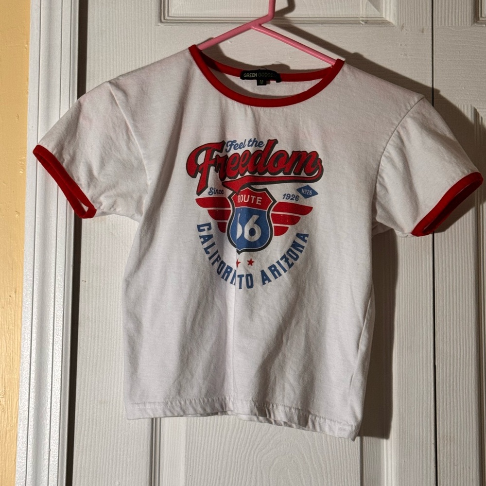 Goddess White and Red Freedom Graphic Tee